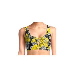 Ganni Recycled Lace-Up Bikini Swim Top Biker Chick Honey Black (42) 10